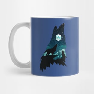 Wolf Howling with Forest Mug